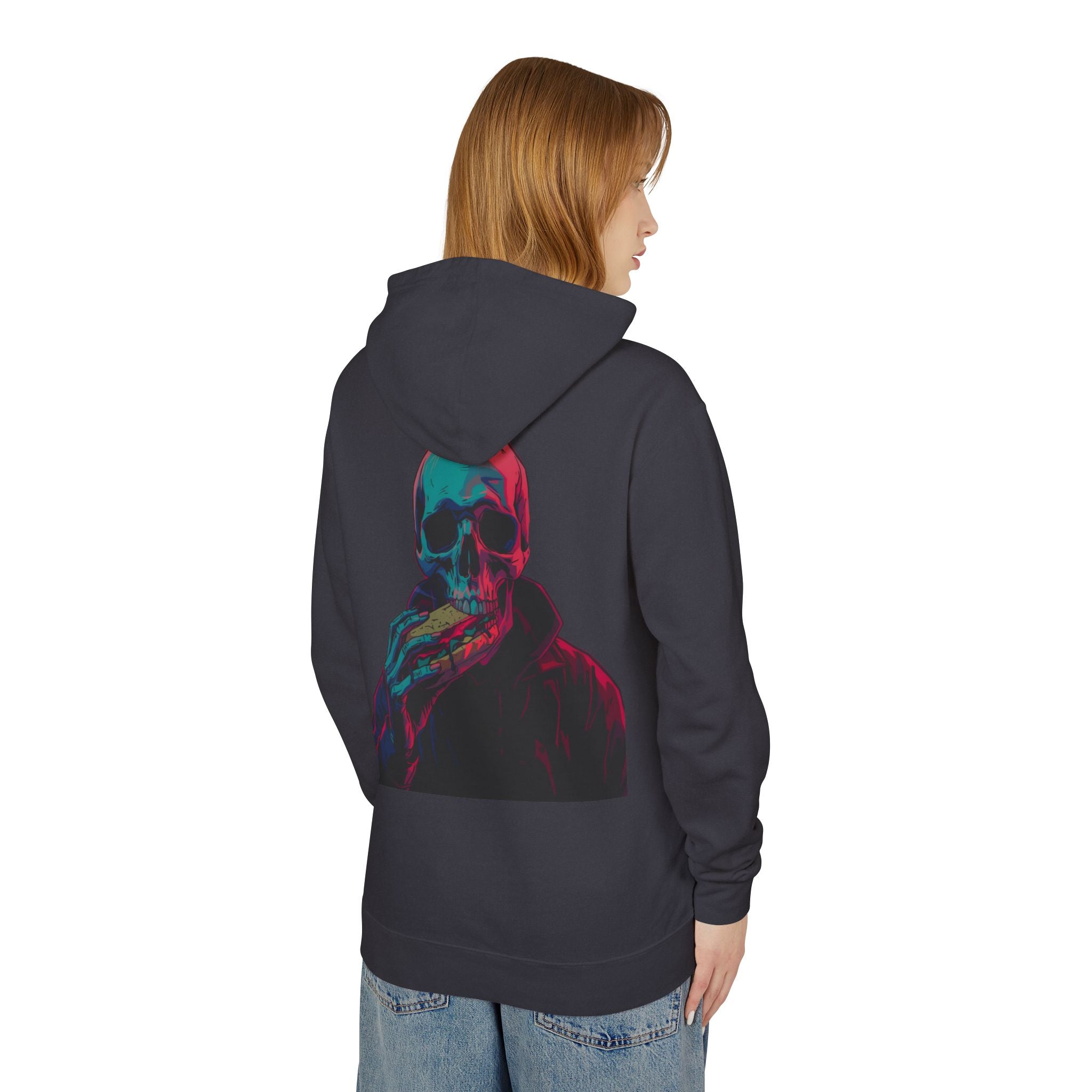 Chilling Skull Hoodie - Unisex Lightweight Pullover Sweatshirt