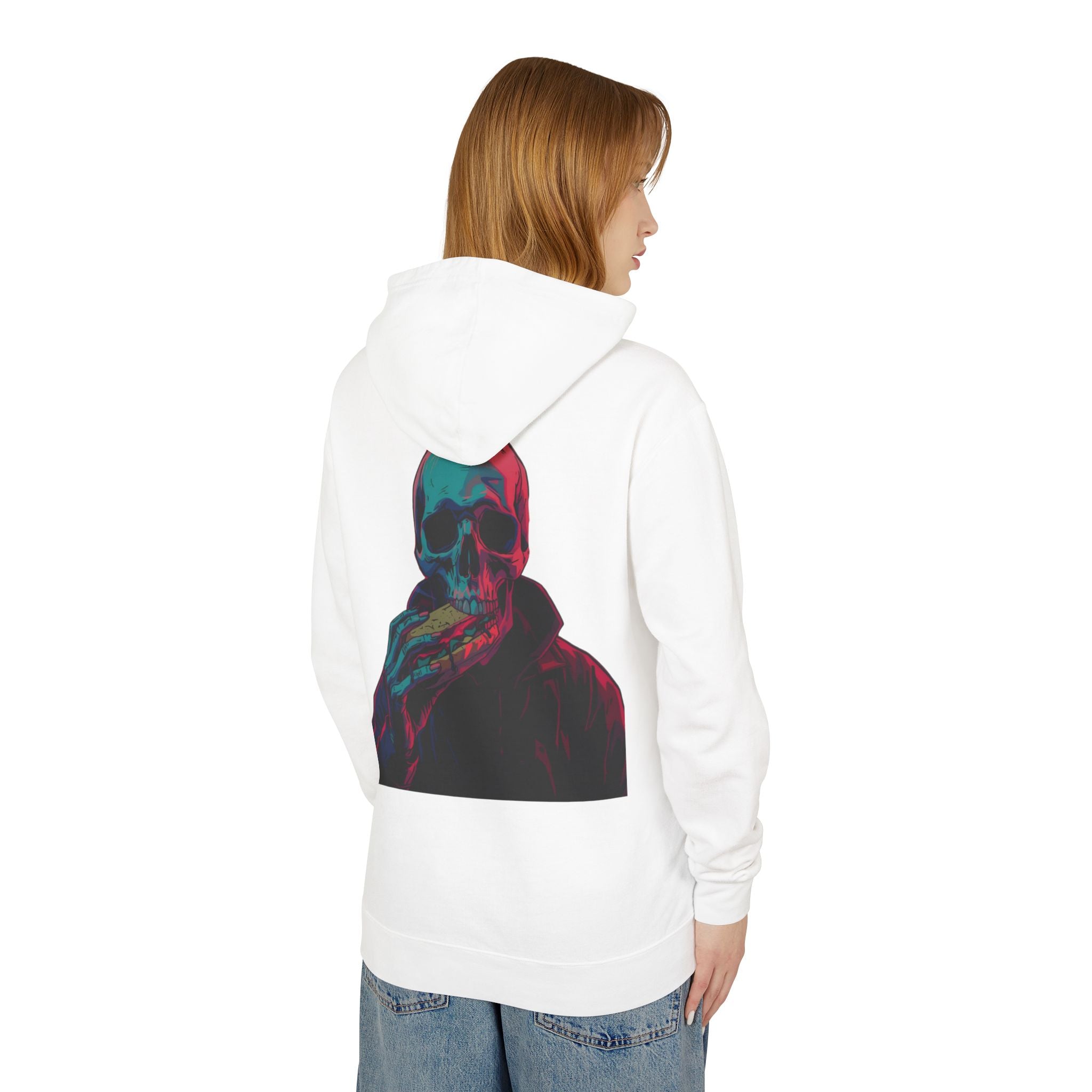 Chilling Skull Hoodie - Unisex Lightweight Pullover Sweatshirt