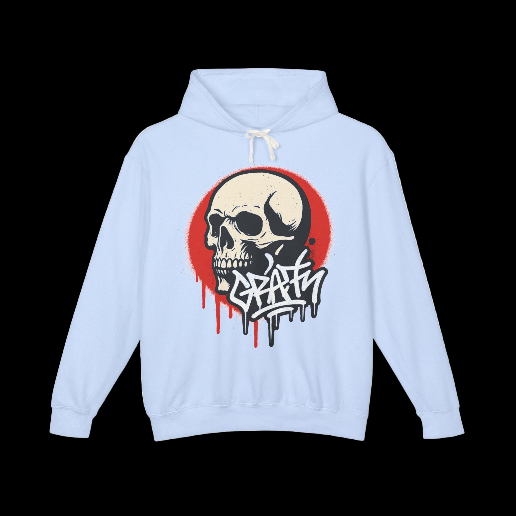 Skull Graffiti Hoodie — Drip Skull Streetwear Pullover