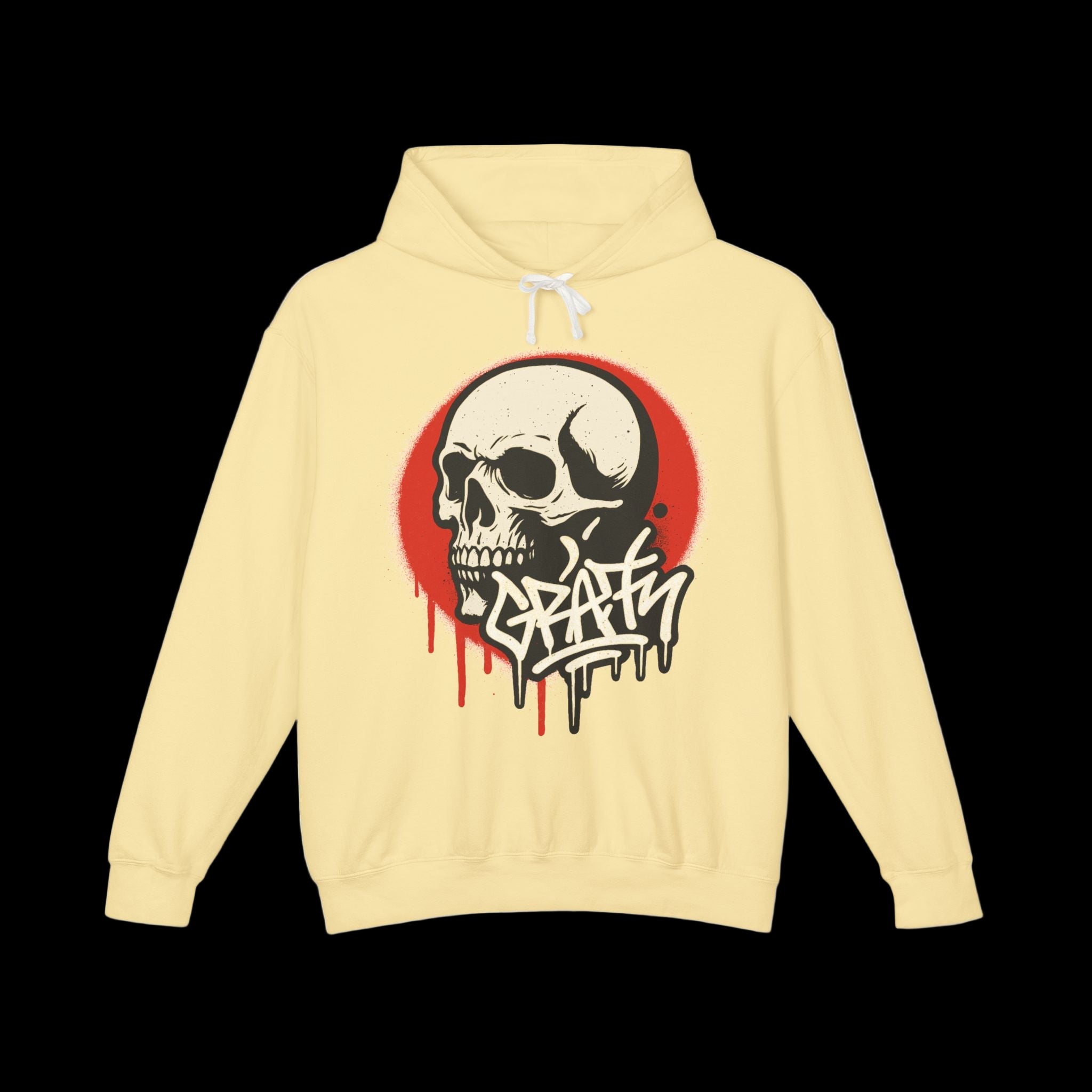 Skull Graffiti Hoodie — Drip Skull Streetwear Pullover
